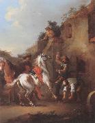 unknow artist Cavaliers halted at a farrier china oil painting artist